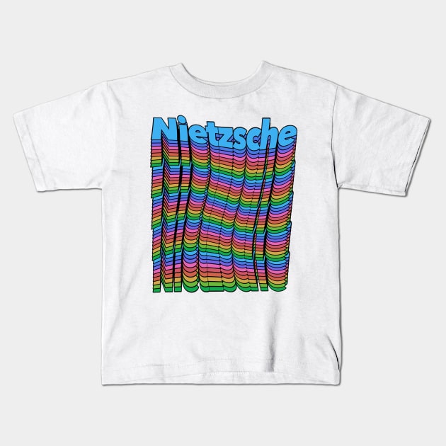 Nietzsche  / Retro Styled Typographic Graphic Design Kids T-Shirt by DankFutura
